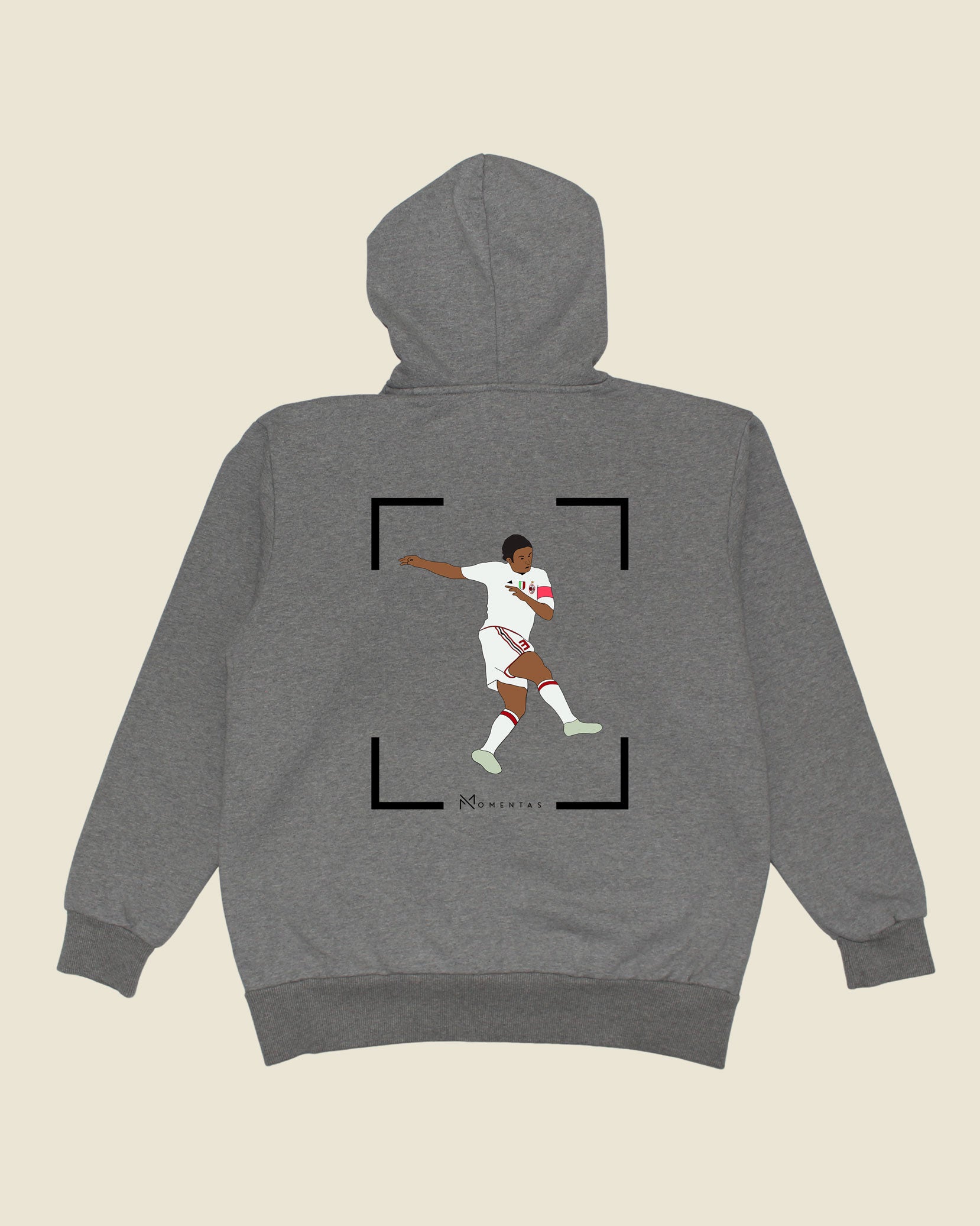 fodboldtrøje paolo maldini ac milan, grå hoodie ryg