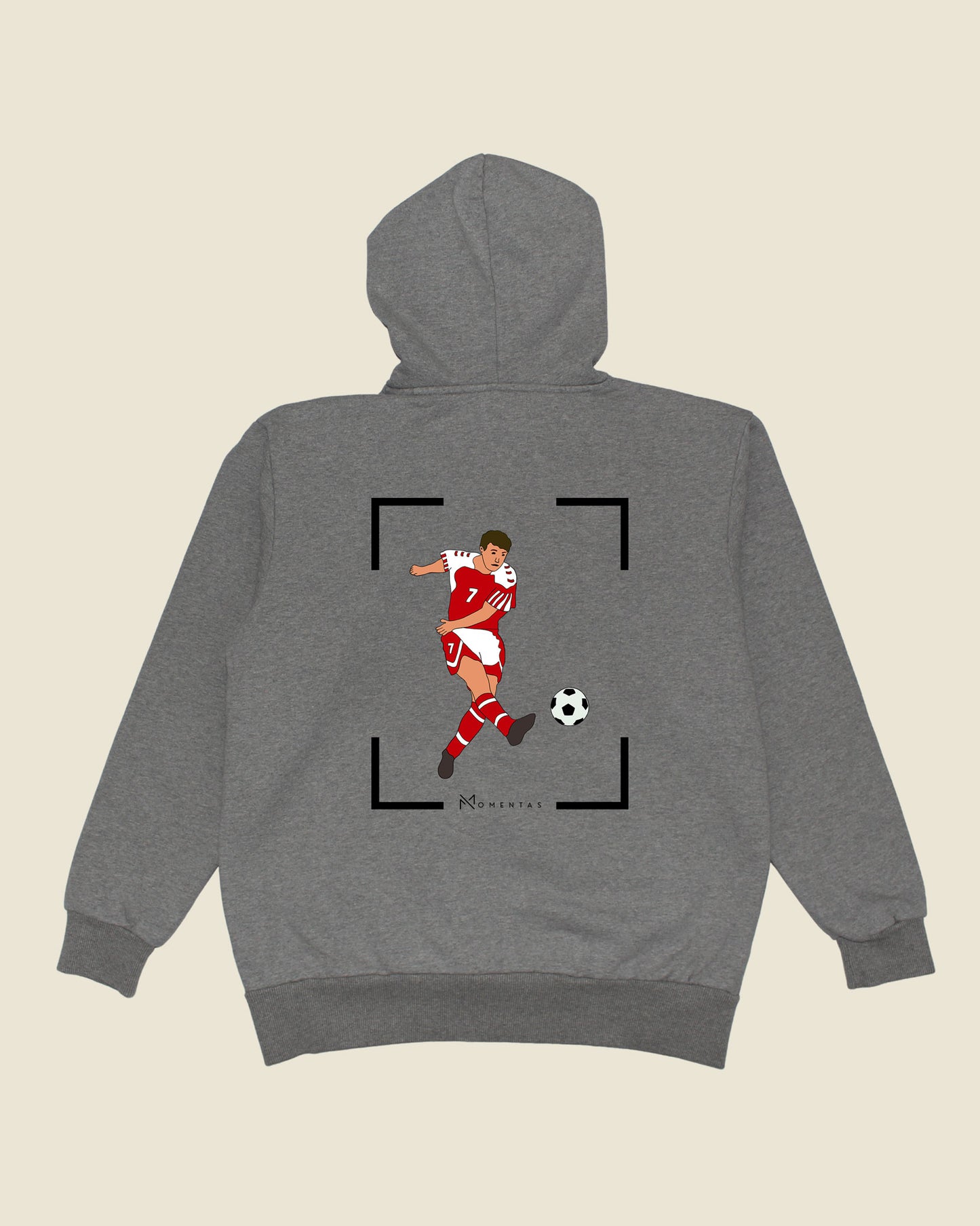 fodboldtrøje john faxe jensen danmark, grå hoodie ryg