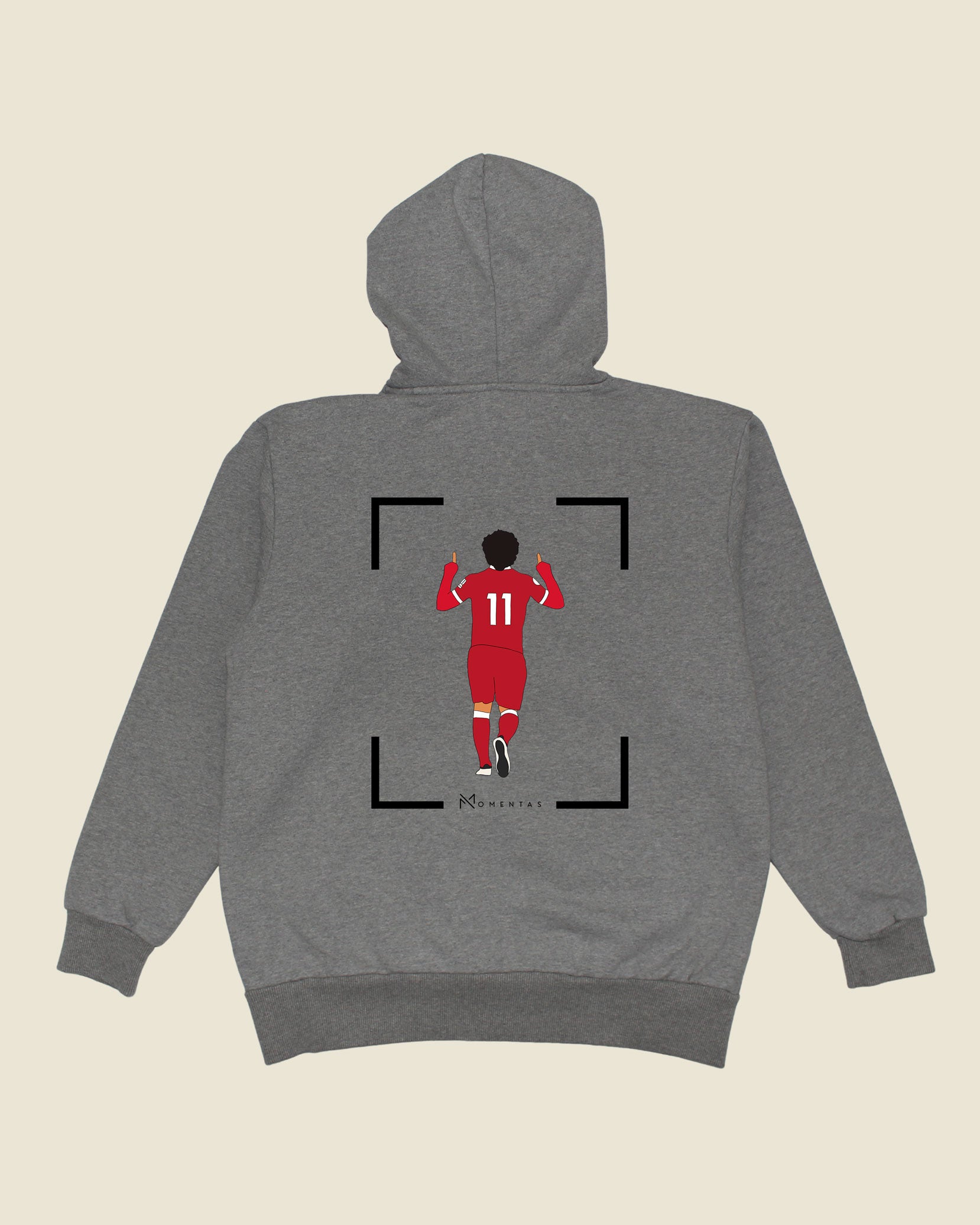 fodboldtrøje mohamed salah liverpool, grå hoodie ryg