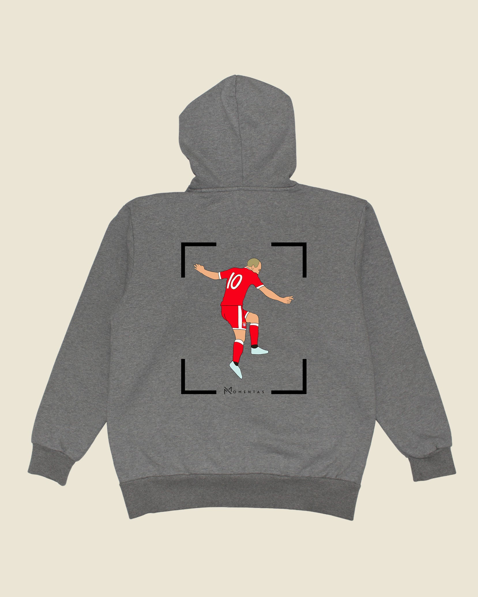 fodboldtrøje arjen robben bayern münchen, grå hoodie ryg