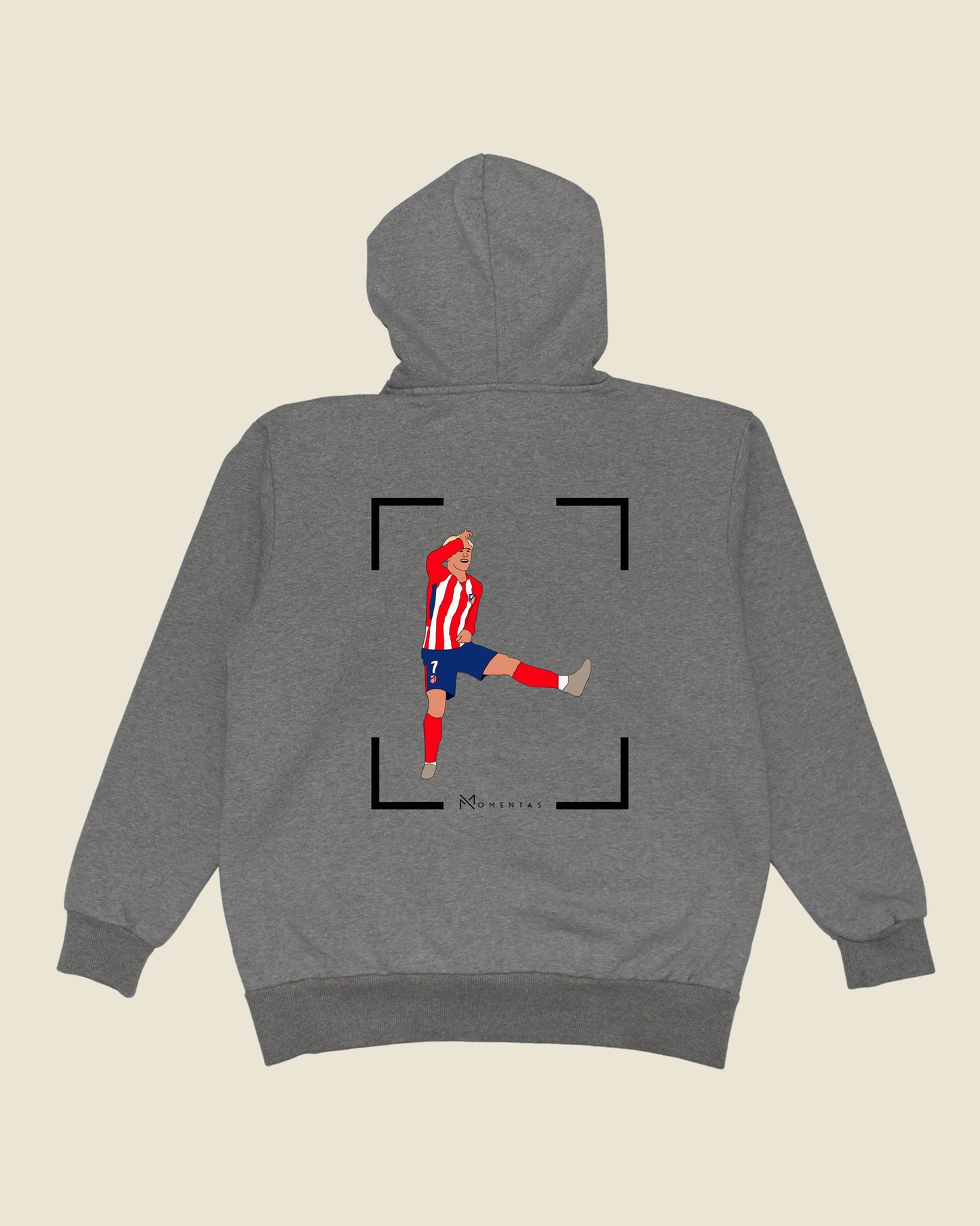 fodboldtrøje antoine griezmann atletico madrid, grå hoodie ryg