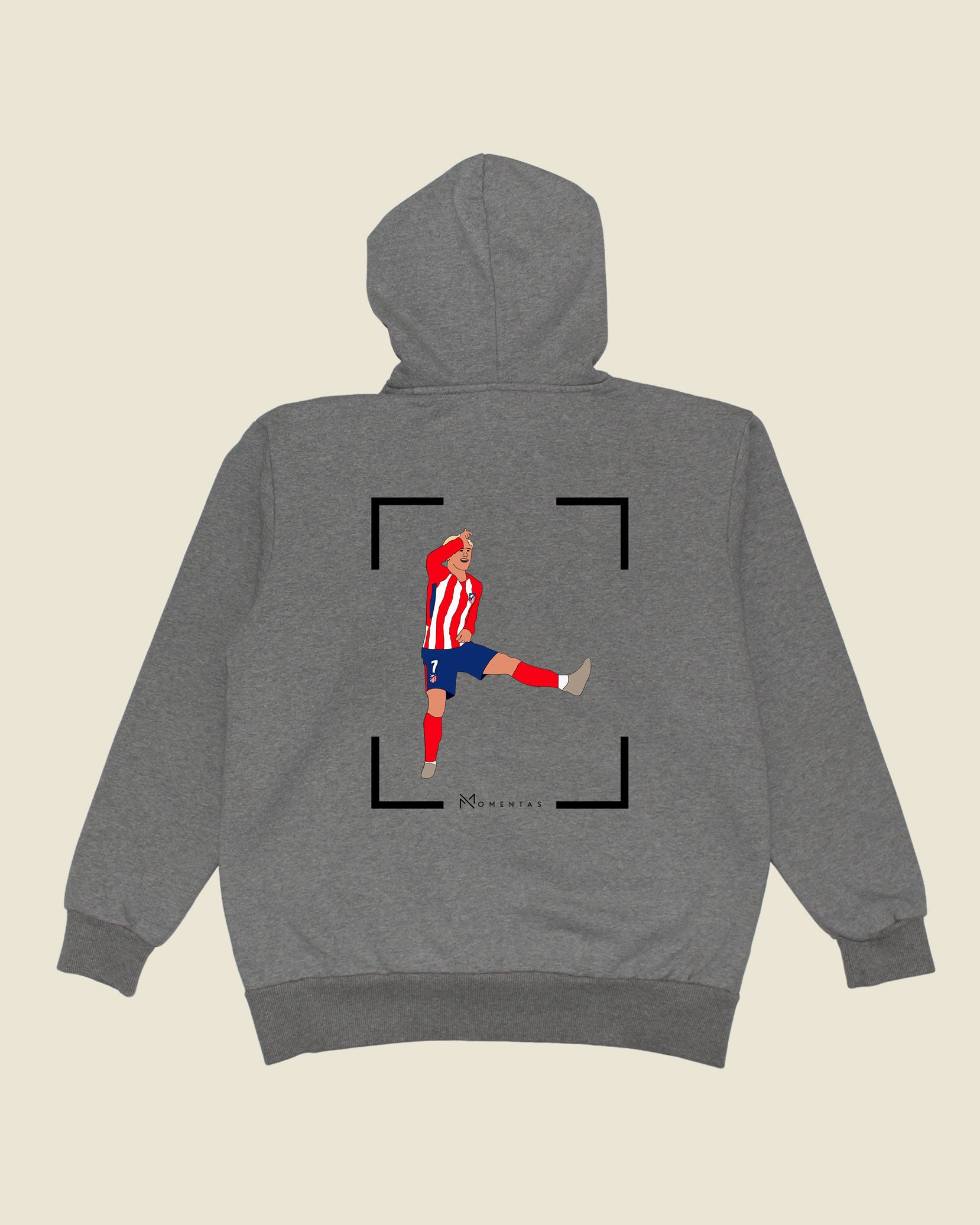 fodboldtrøje antoine griezmann atletico madrid, grå hoodie ryg