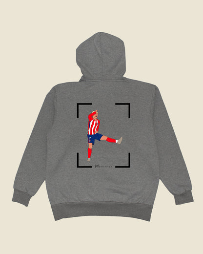 fodboldtrøje antoine griezmann atletico madrid, grå hoodie ryg