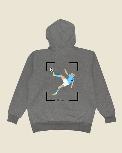 fodboldtrøje erling haaland manchester city, grå hoodie ryg