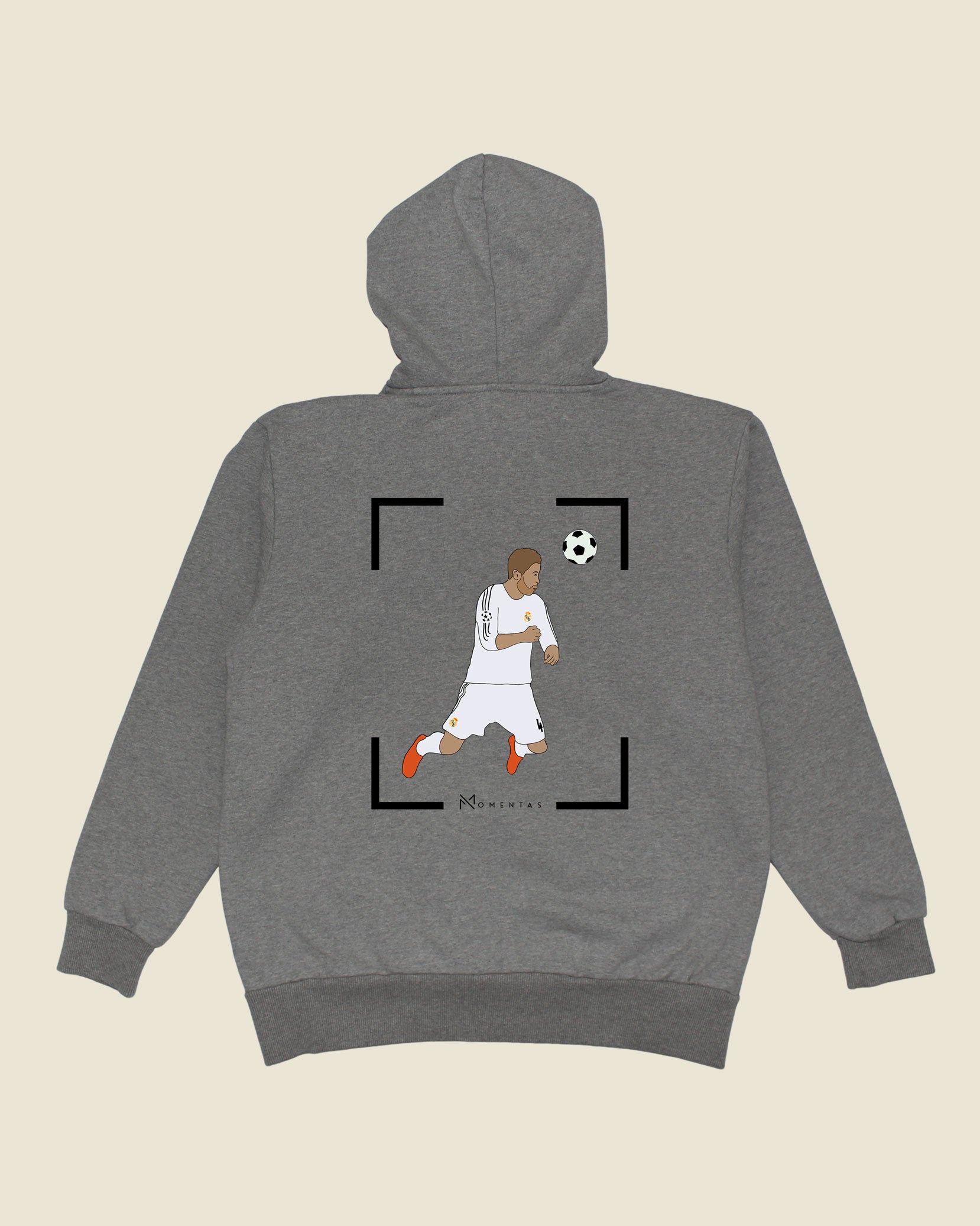 fodboldtrøje sergio ramos real madrid, grå hoodie ryg