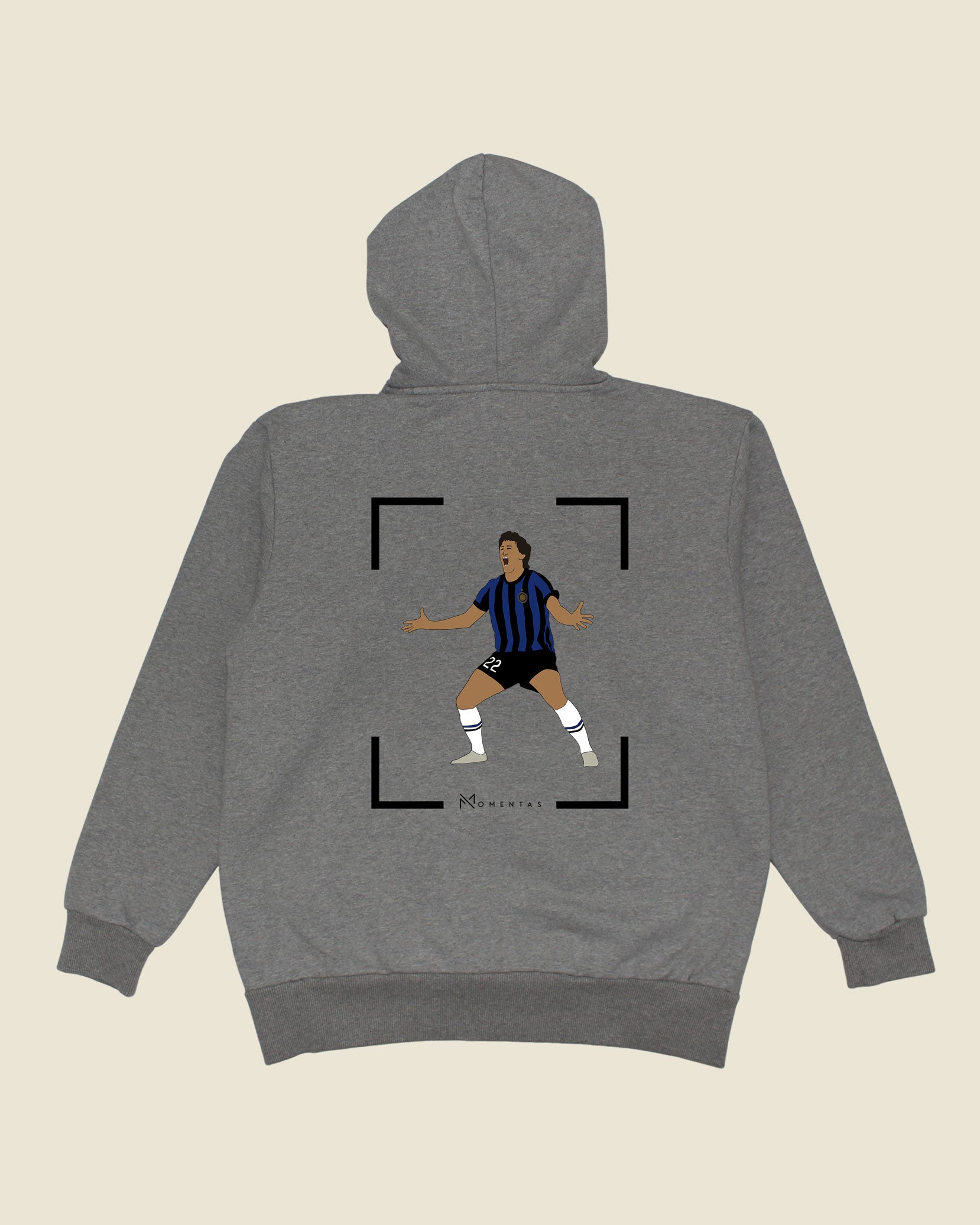 fodboldtrøje diego milito inter, grå hoodie ryg