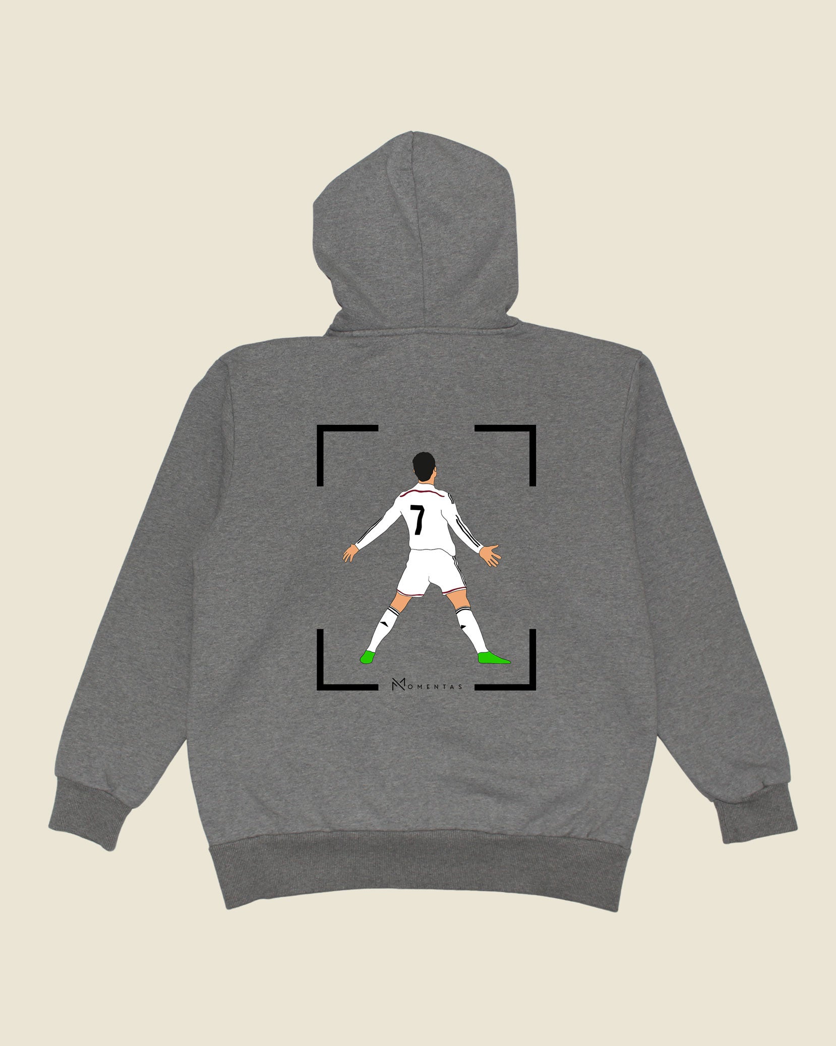 fodboldtrøje cristiano ronaldo real madrid, grå hoodie ryg