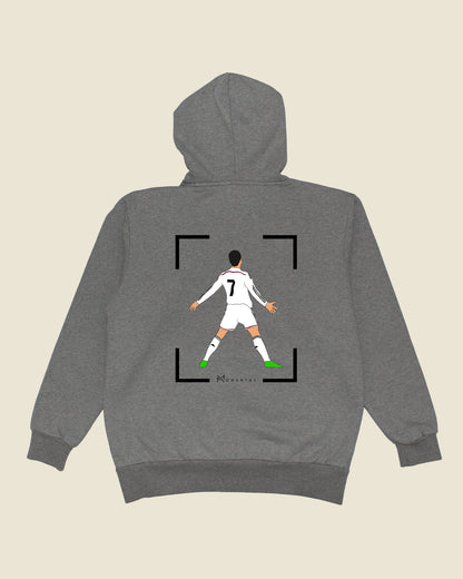 fodboldtrøje cristiano ronaldo real madrid, grå hoodie ryg