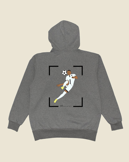 fodboldtrøje kylian mbappe psg, grå hoodie ryg