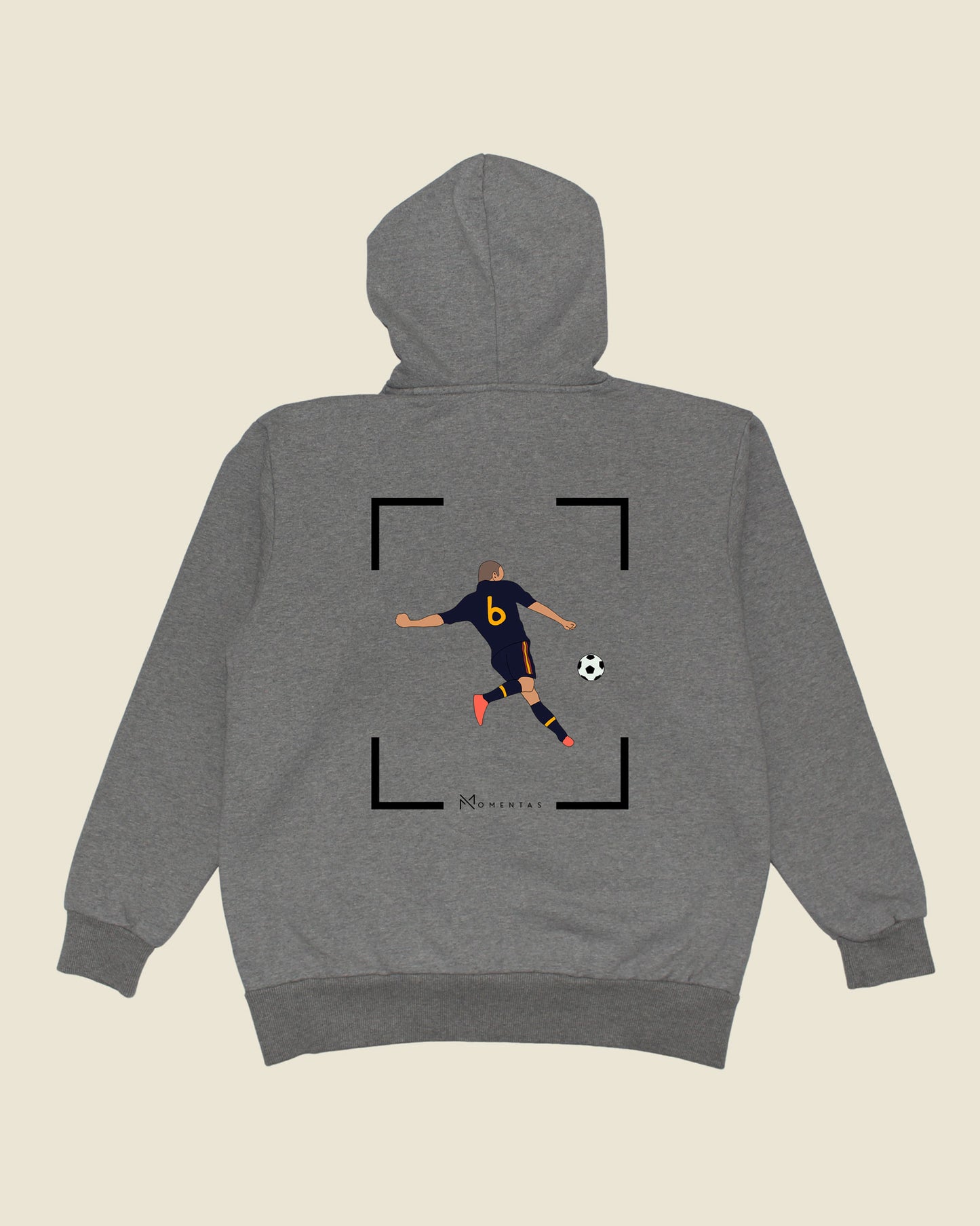 fodboldtrøje andres iniesta spanien, grå hoodie ryg