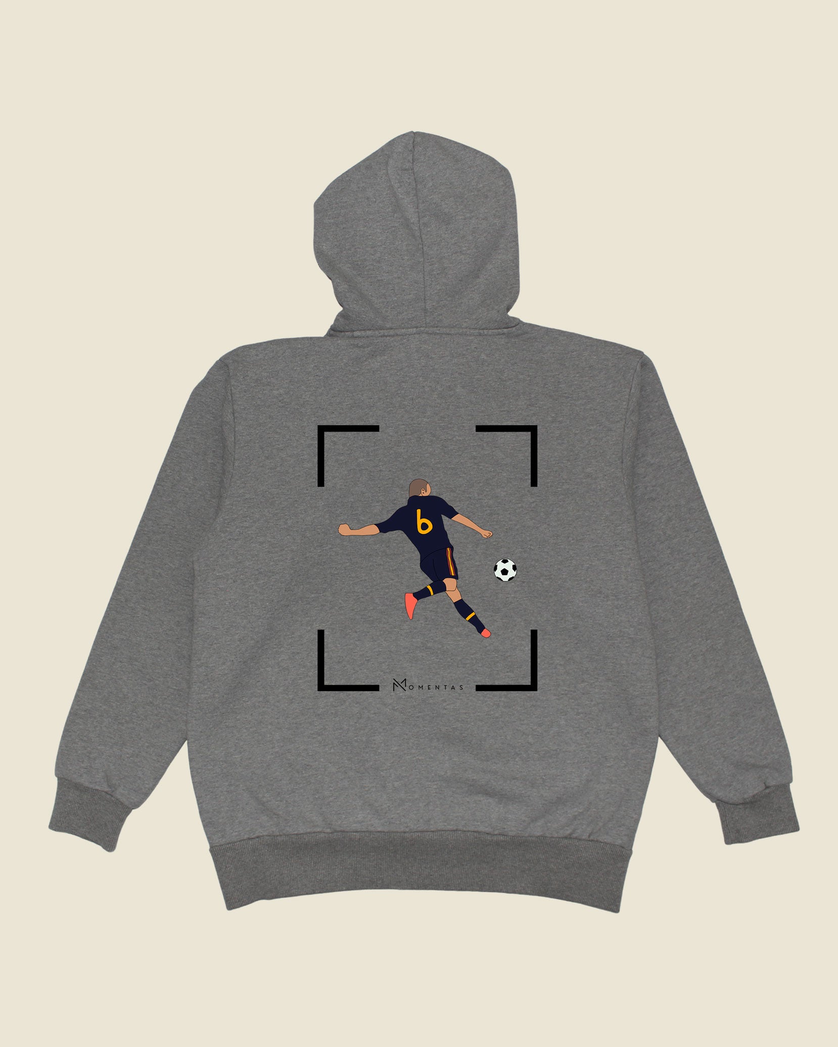 fodboldtrøje andres iniesta spanien, grå hoodie ryg