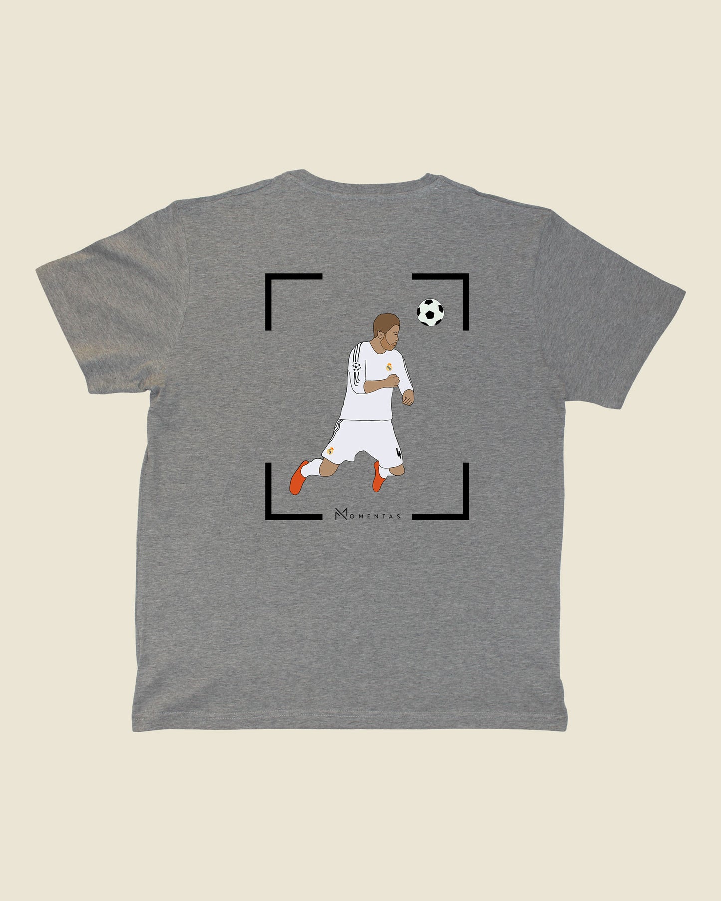 fodboldtrøje sergio ramos real madrid, grå t-shirt ryg