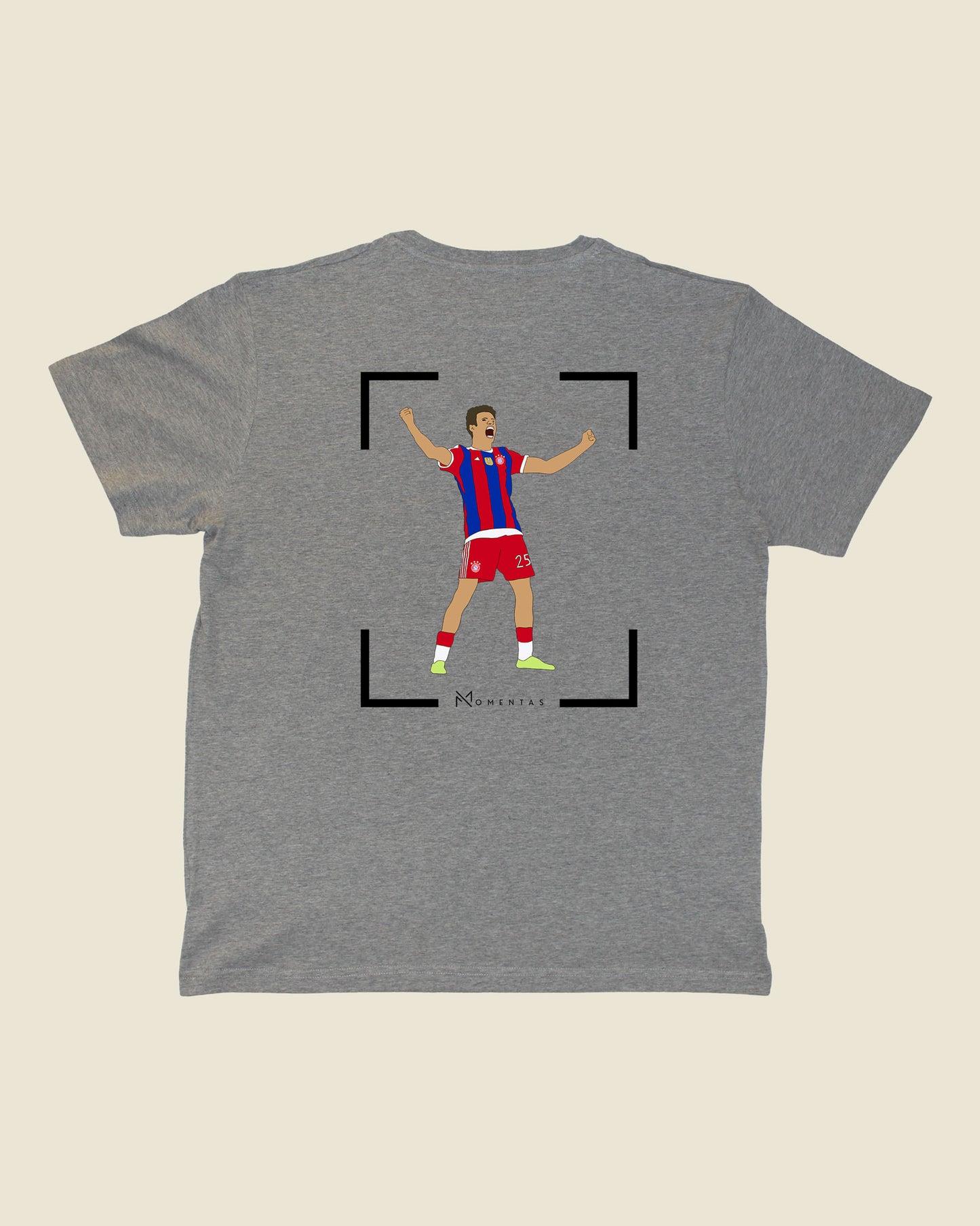 fodboldtrøje thomas müller bayern münchen, grå t-shirt ryg