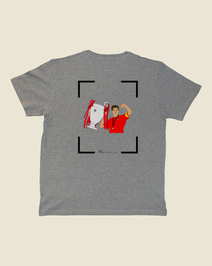 fodboldtrøje steven gerrard liverpool, grå t-shirt ryg