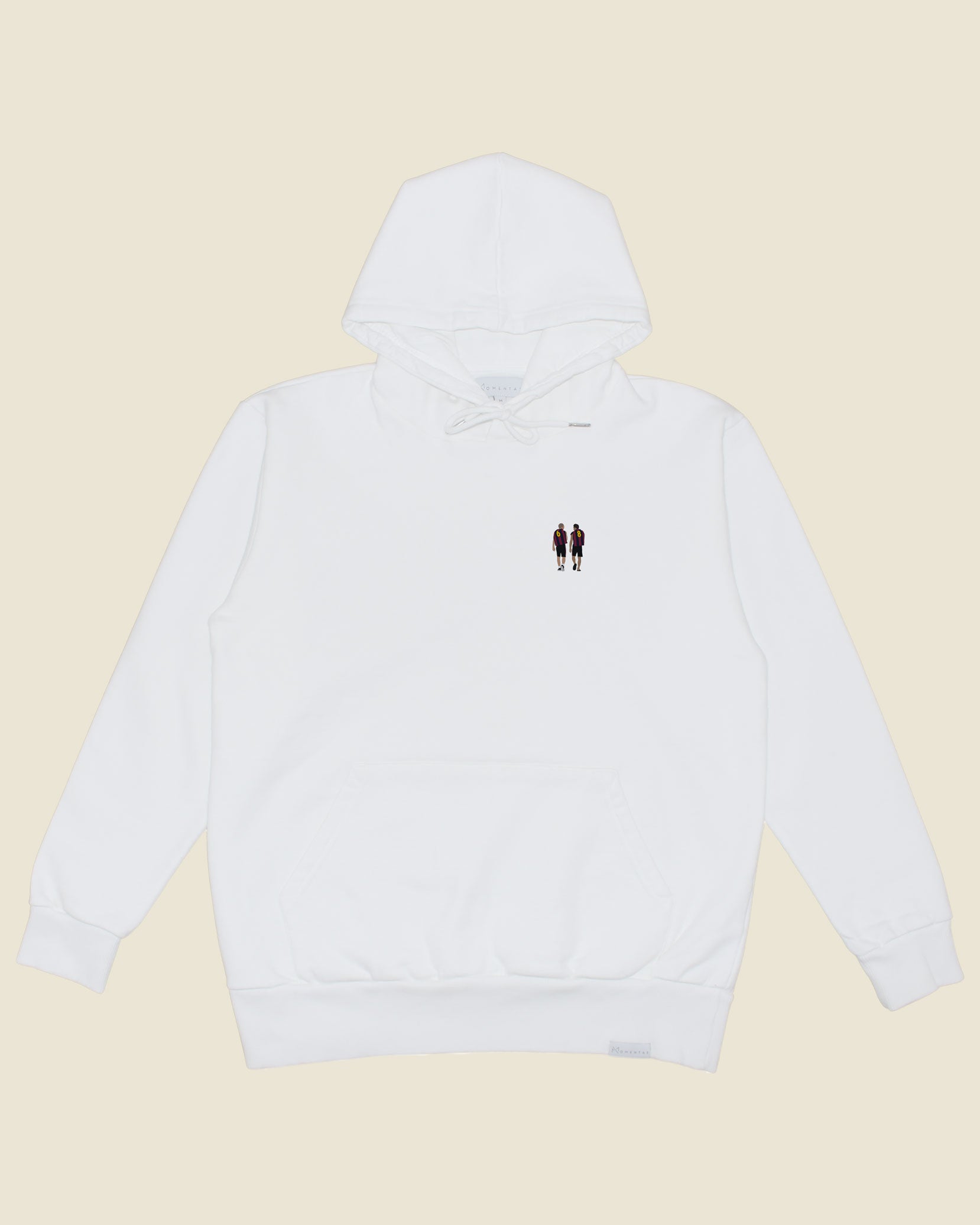 fodboldtrøje andres iniesta og xavi fc barcelona, hvid hoodie front