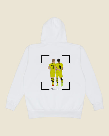 fodboldtrøje marco reus robert lewandowski dortmund, hvid hoodie ryg