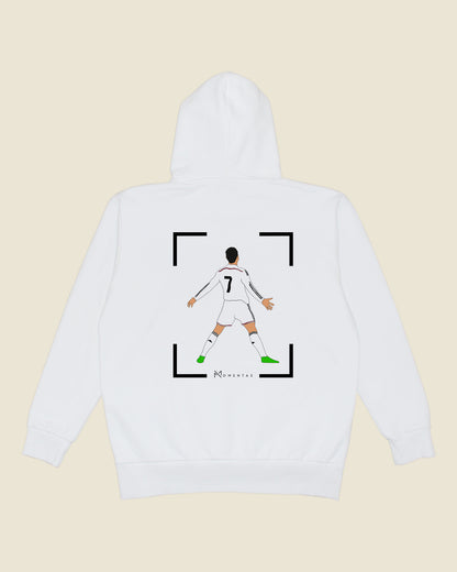 fodboldtrøje cristiano ronaldo real madrid, hvid hoodie ryg