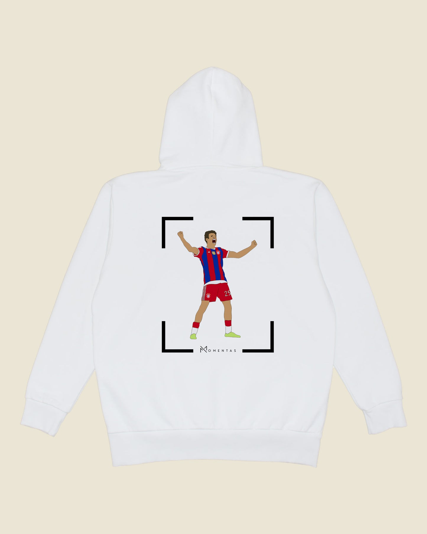 fodboldtrøje thomas müller bayern münchen, hvid hoodie ryg