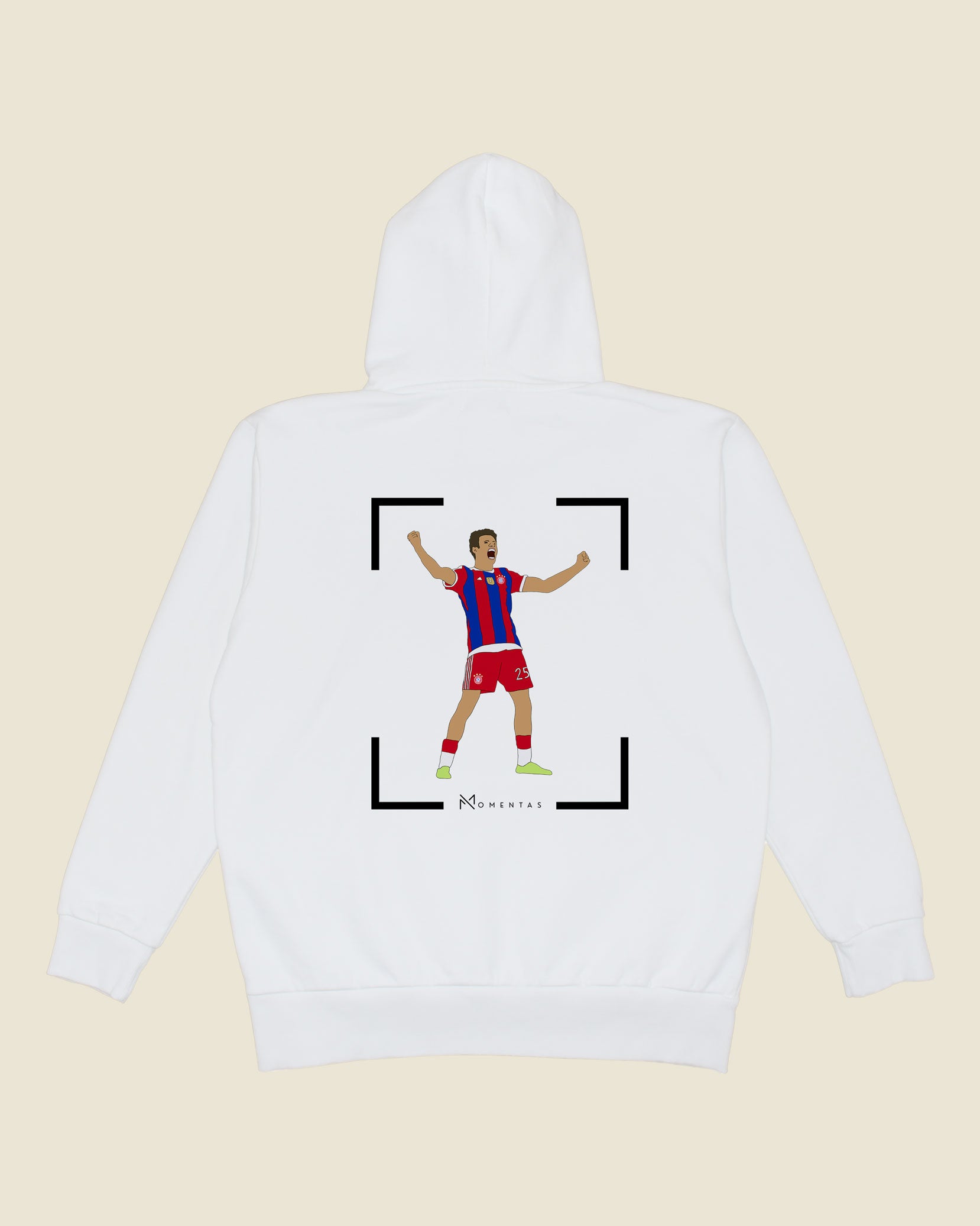 fodboldtrøje thomas müller bayern münchen, hvid hoodie ryg