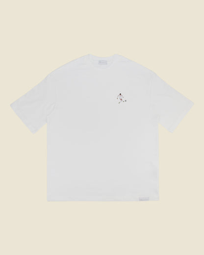 fodboldtrøje andreas christensen danmark, hvid oversized t-shirt front