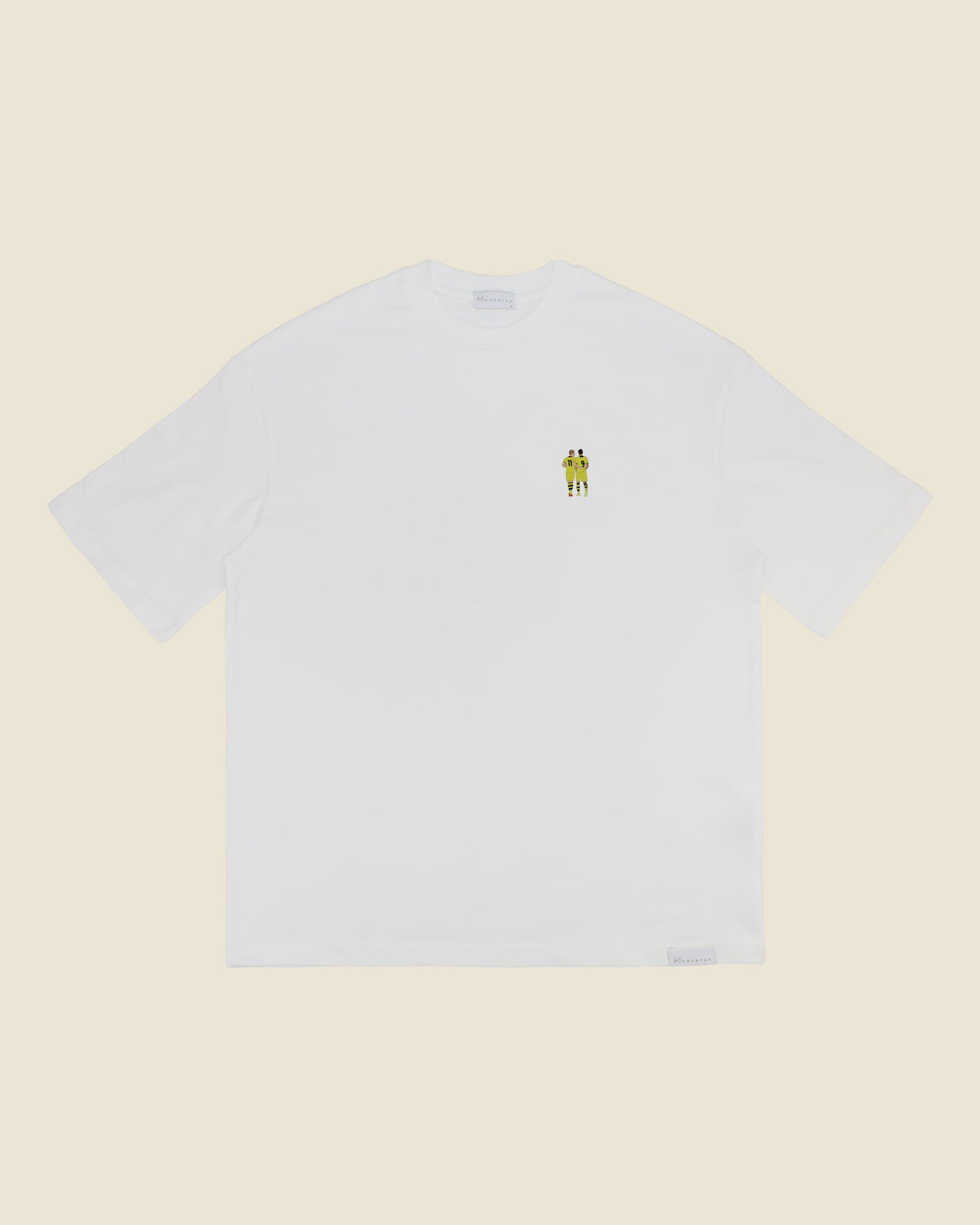 fodboldtrøje marco reus robert lewandowski dortmund, hvid oversized t-shirt front