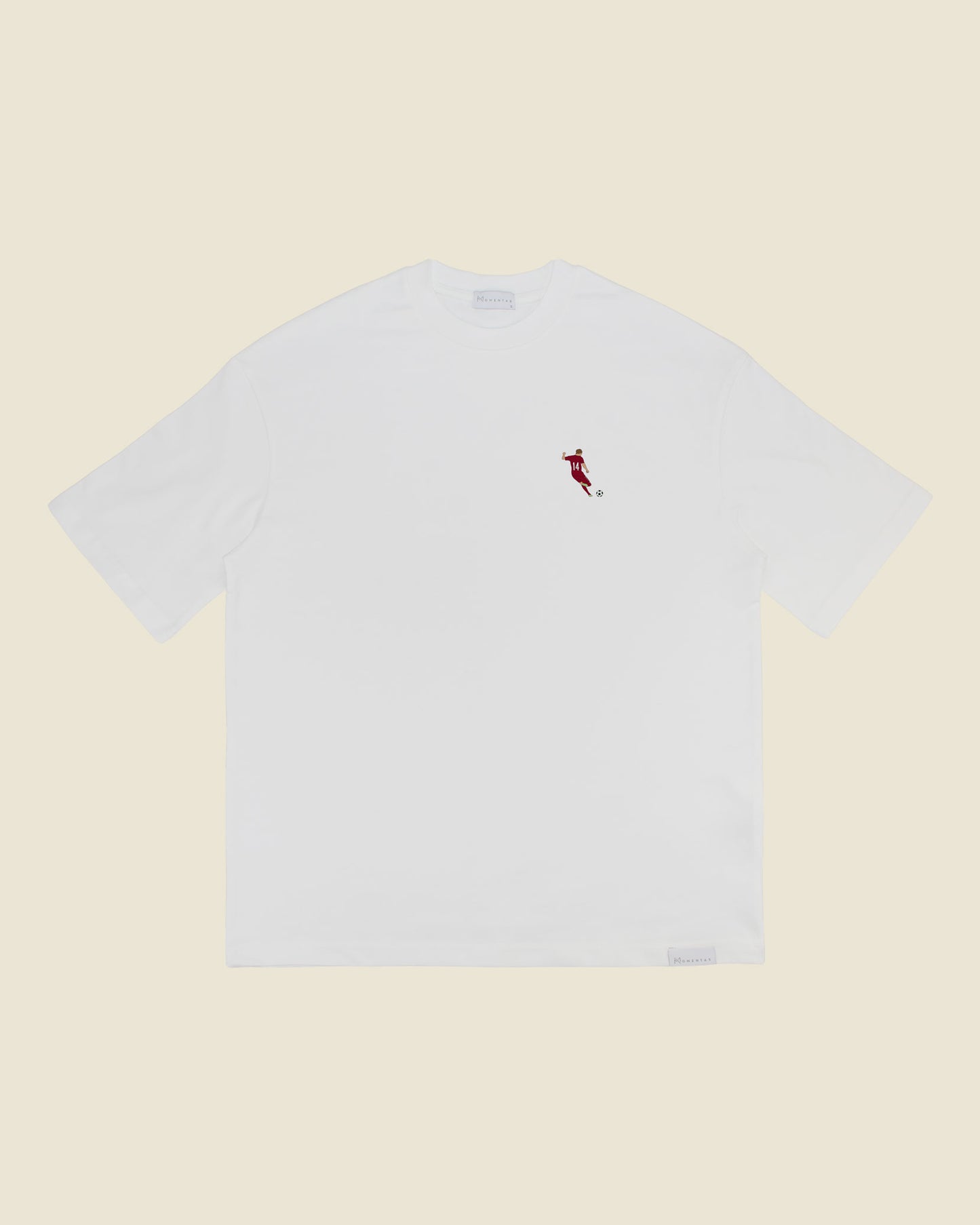 fodboldtrøje mikkel damsgaard danmark, hvid oversized t-shirt front