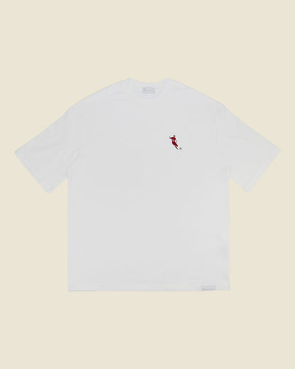 fodboldtrøje mikkel damsgaard danmark, hvid oversized t-shirt front