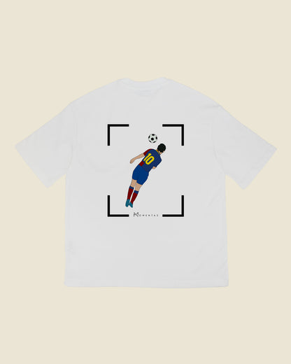 fodboldtrøje lionel messi fc barcelona, hvid oversized t-shirt ryg