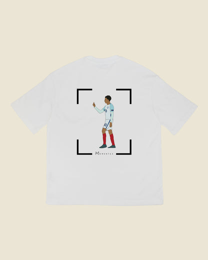 fodboldtrøje dele alli england, hvid oversized t-shirt ryg
