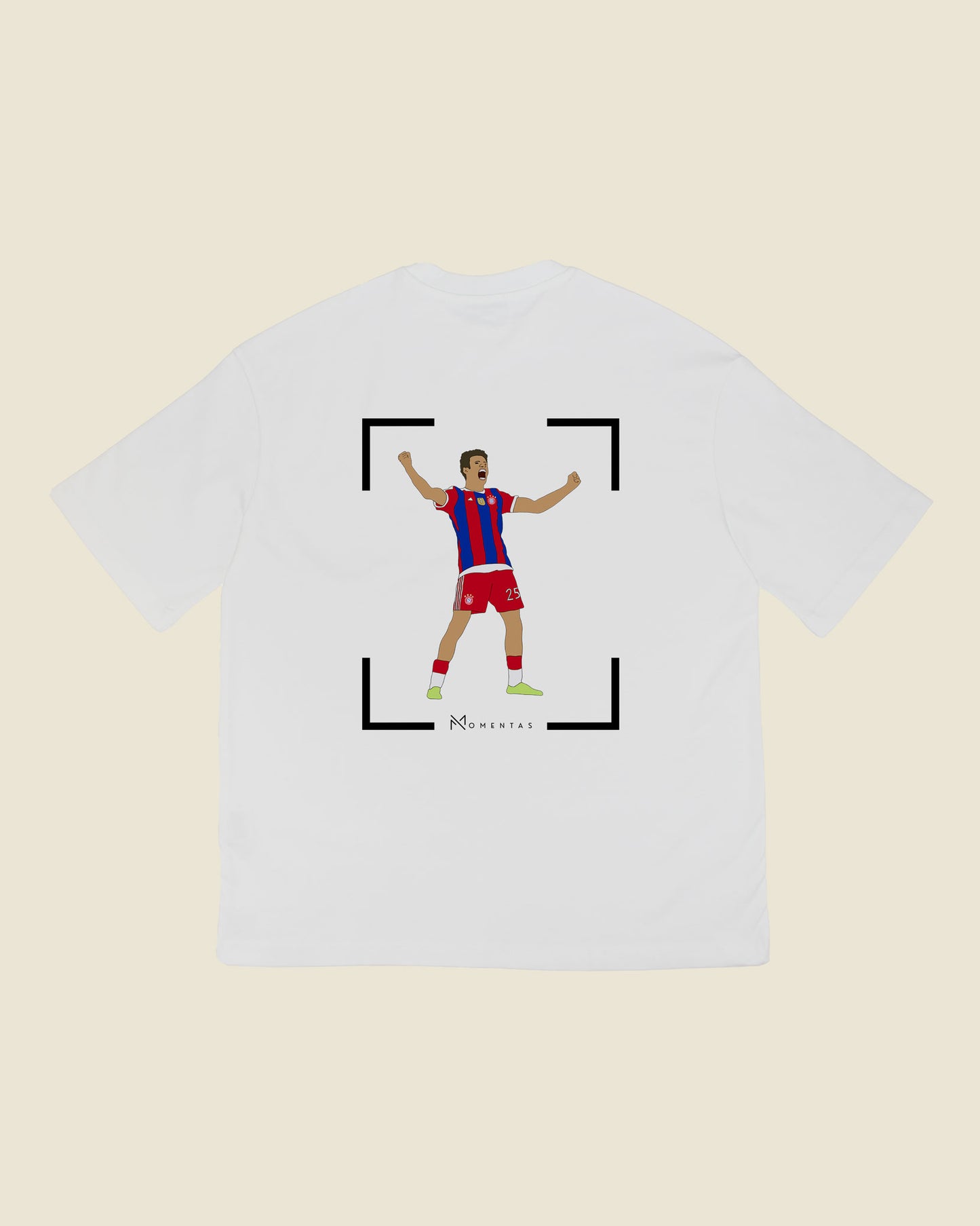 fodboldtrøje thomas müller bayern münchen, hvid oversized t-shirt ryg