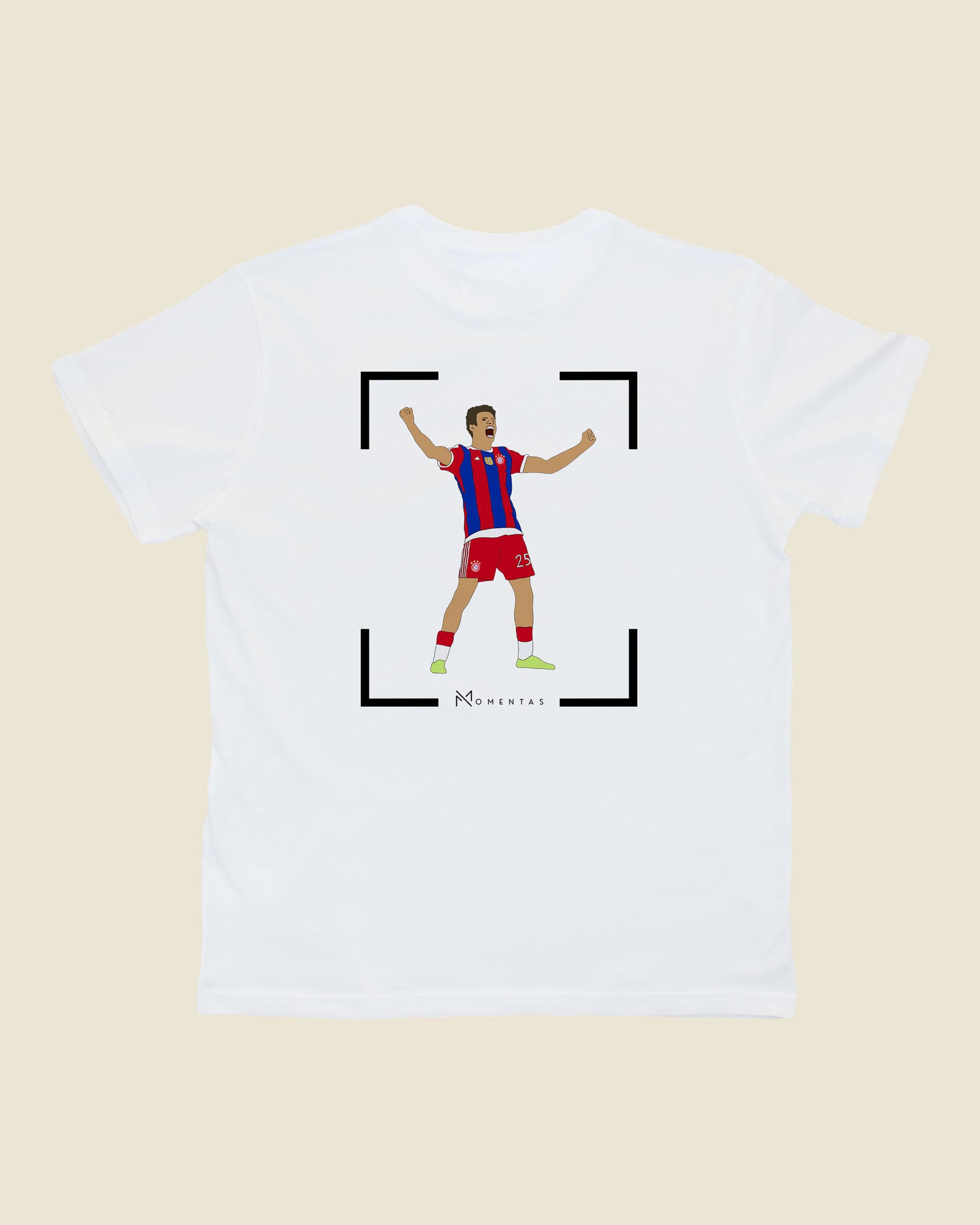 fodboldtrøje thomas müller bayern münchen, hvid t-shirt ryg