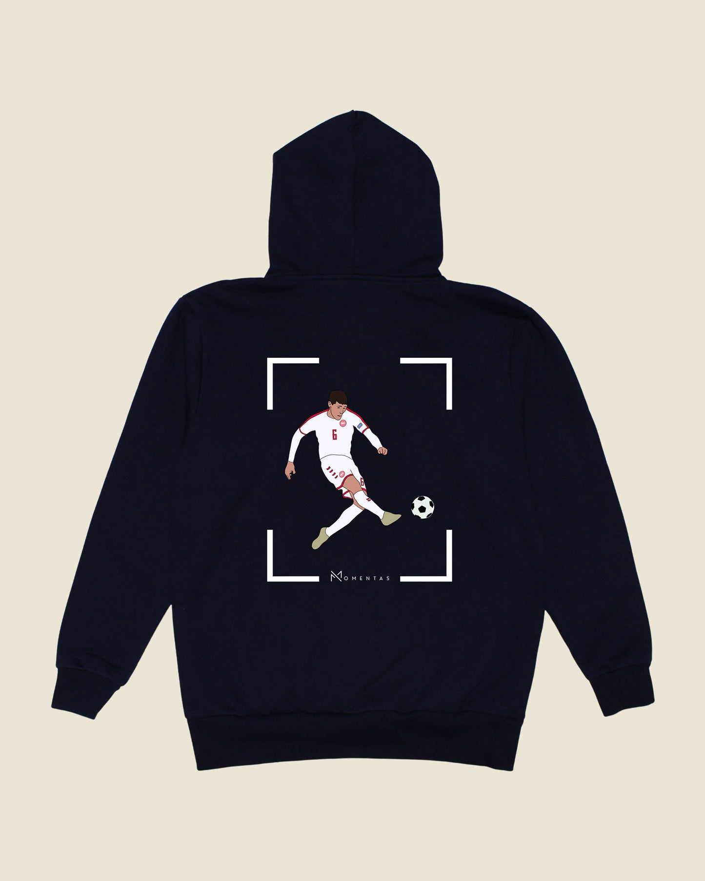 fodboldtrøje andreas christensen danmark, navyblå hoodie ryg