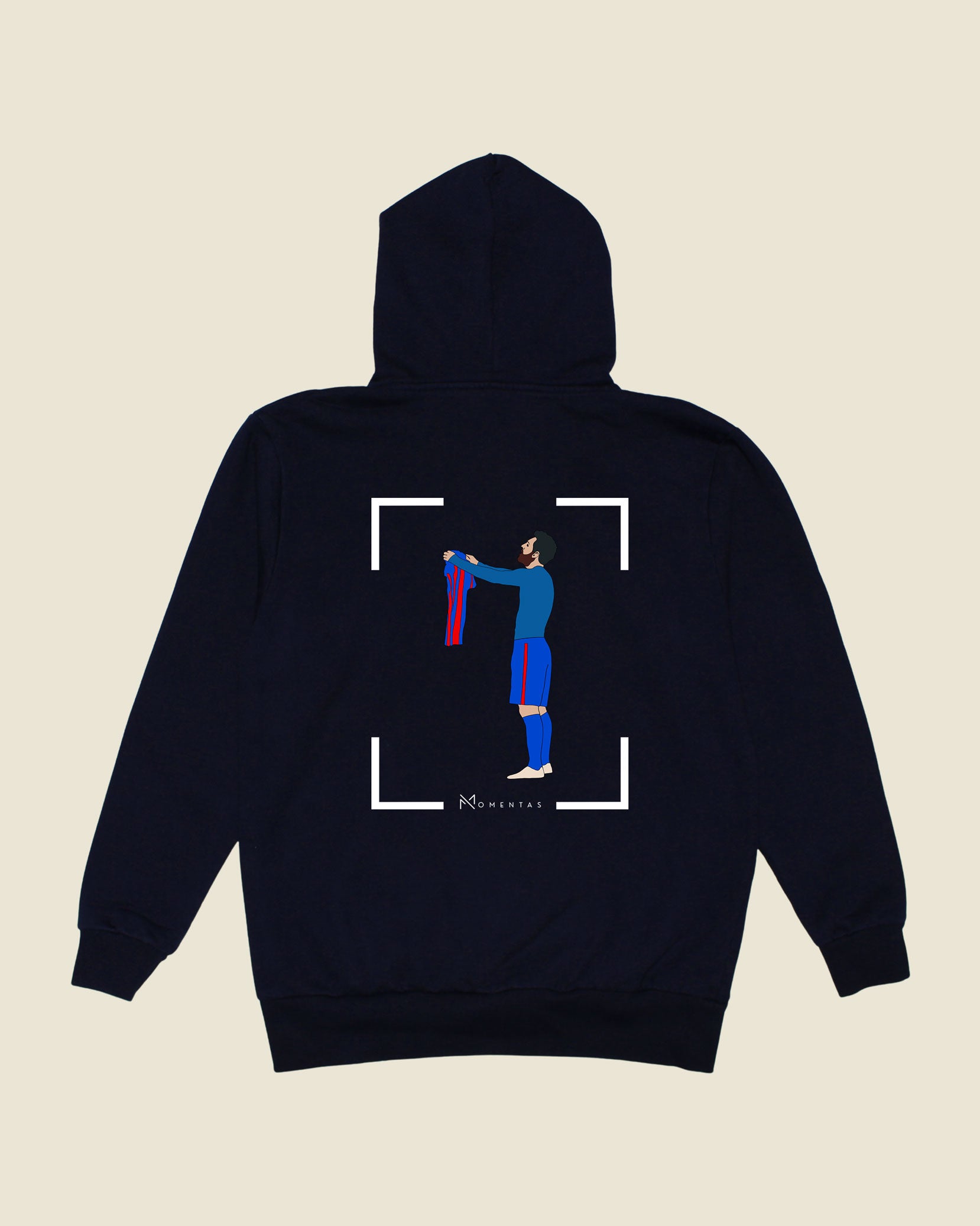 fodboldtrøje lionel messi fc barcelona, navyblå hoodie ryg