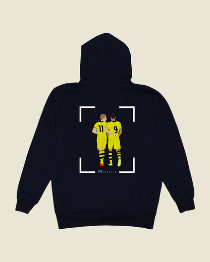 fodboldtrøje marco reus robert lewandowski dortmund, navyblå hoodie ryg