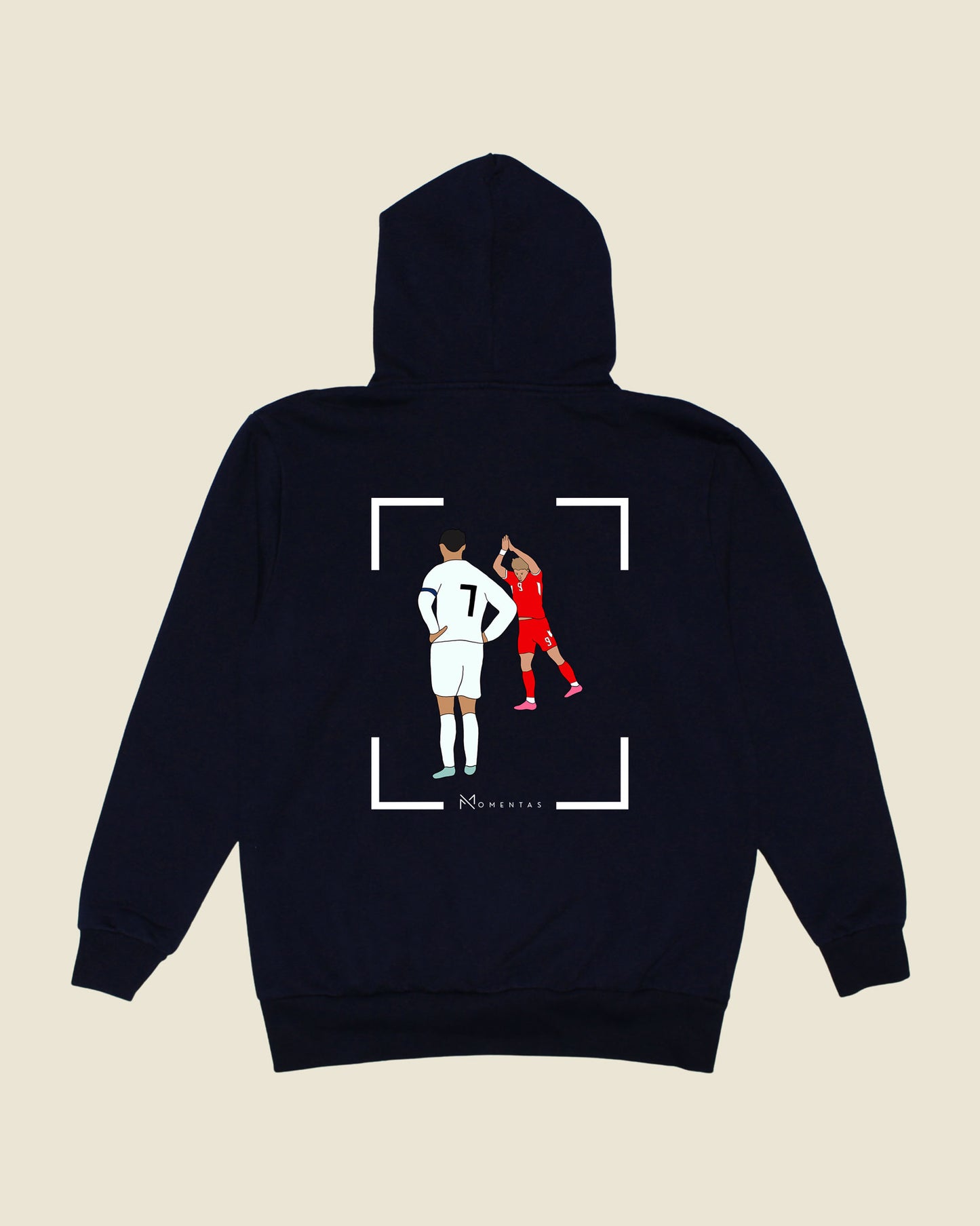 fodboldtrøje rasmus højlund danmark, navyblå hoodie ryg