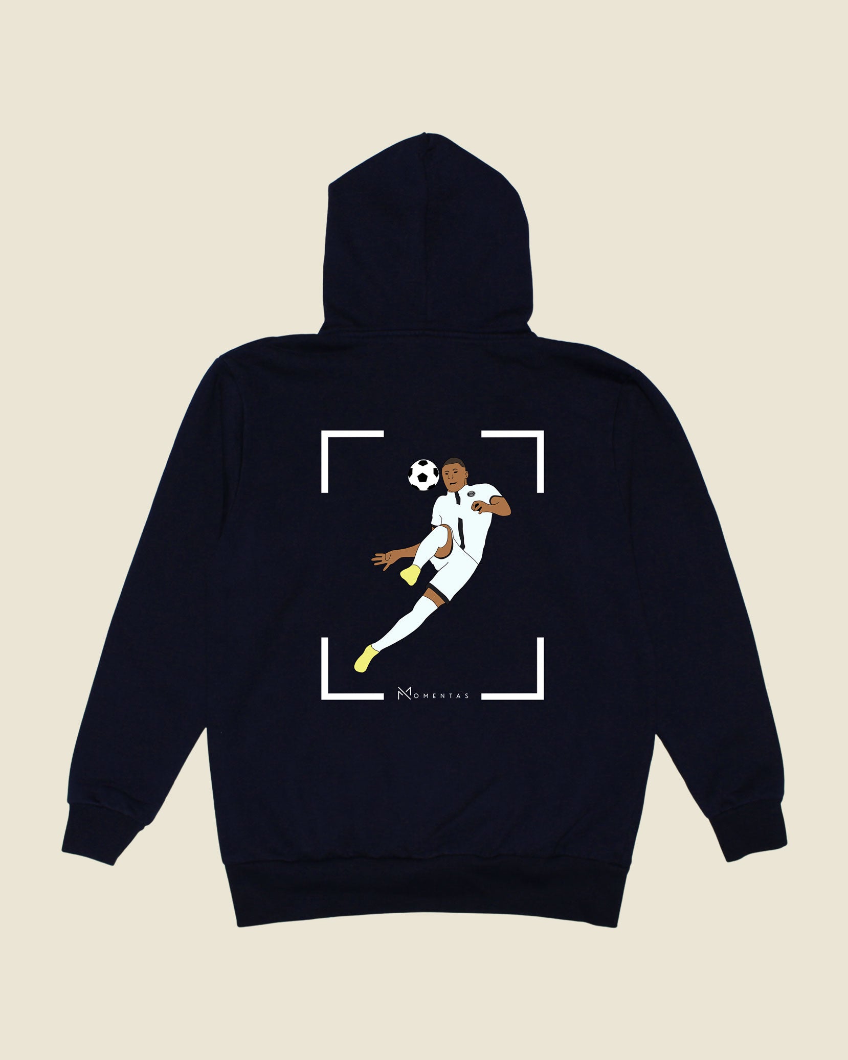 fodboldtrøje kylian mbappe psg, navyblå hoode ryg