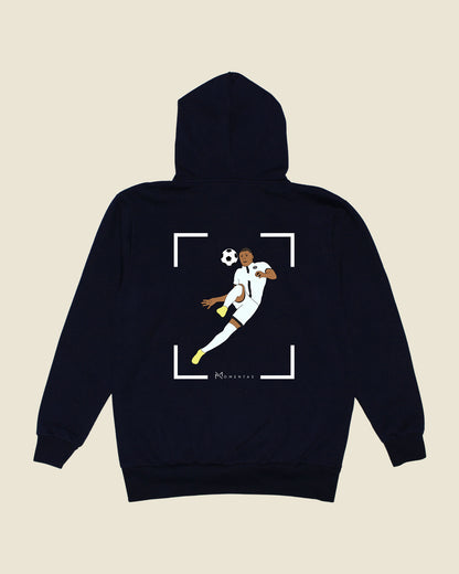 fodboldtrøje kylian mbappe psg, navyblå hoode ryg