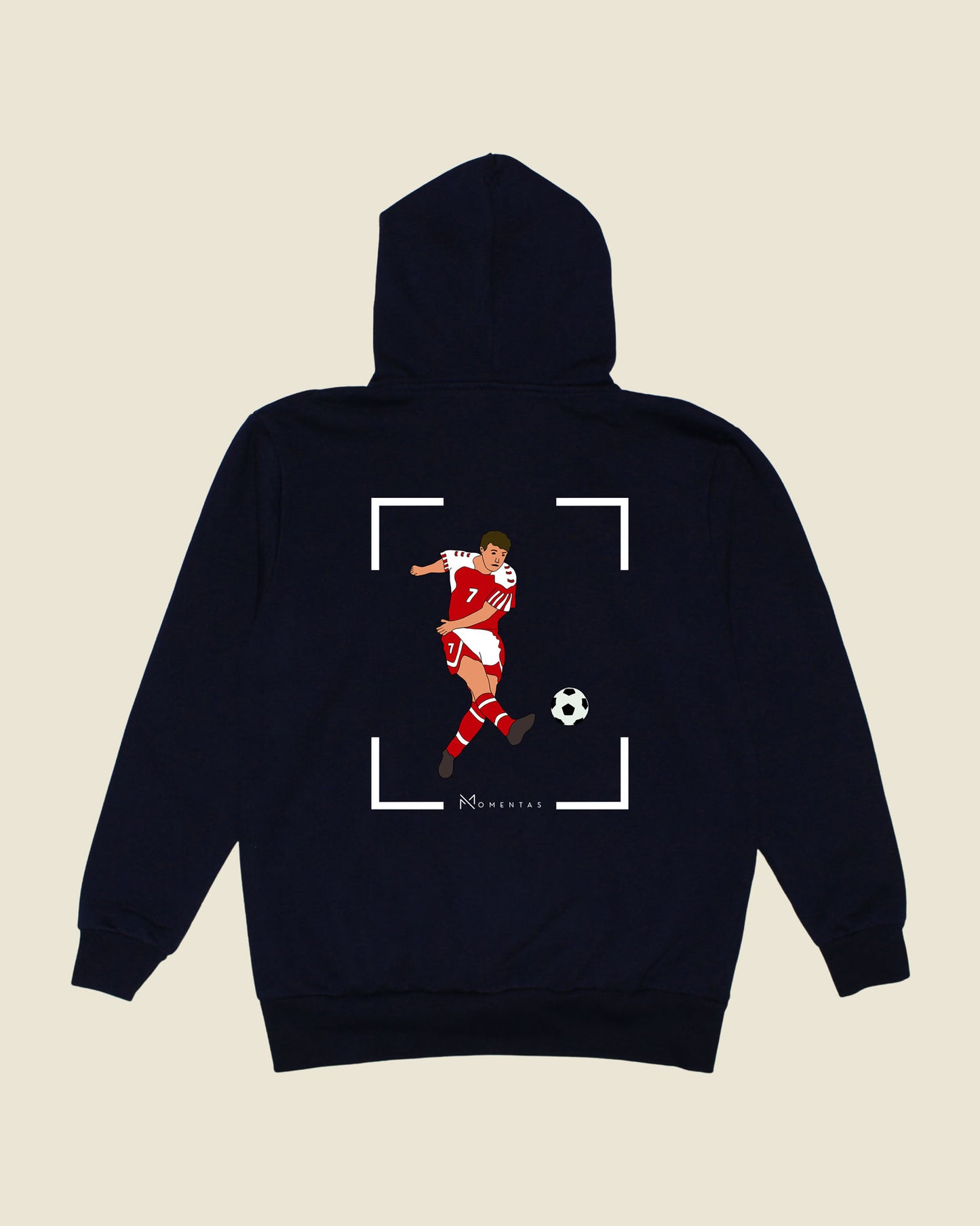 fodboldtrøje john faxe jensen danmark, navyblå hoodie ryg