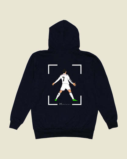 fodboldtrøje cristiano ronaldo real madrid, navyblå hoodie ryg