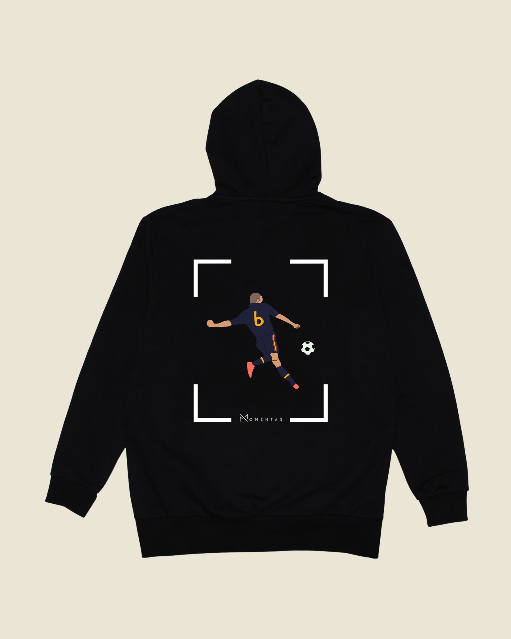 fodboldtrøje andres iniesta spanien, sort hoodie ryg