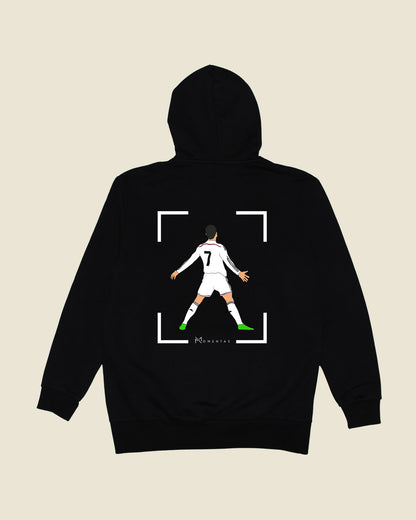 fodboldtrøje cristiano ronaldo real madrid, sort hoodie ryg
