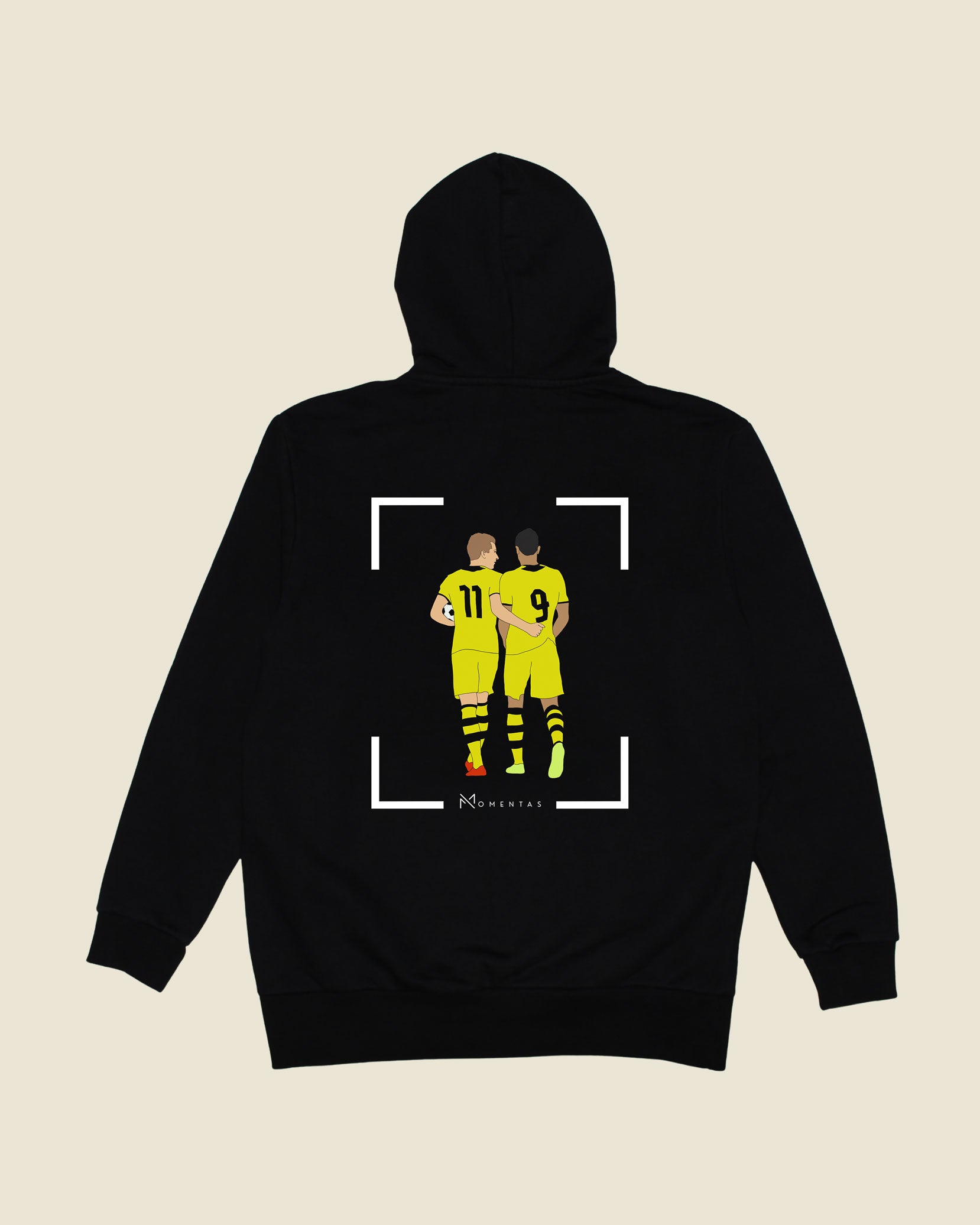 fodboldtrøje marco reus robert lewandowski dortmund, sort hoodie ryg