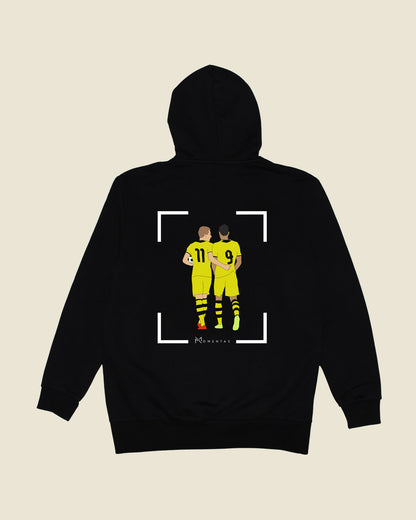 fodboldtrøje marco reus robert lewandowski dortmund, sort hoodie ryg