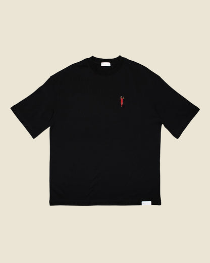 fodboldtrøje mohamed salah liverpool, sort oversized t-shirt front 