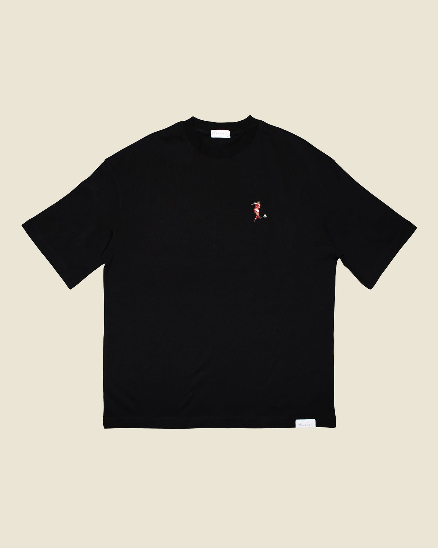 fodboldtrøje john faxe jensen danmark, sort oversized t-shirt front