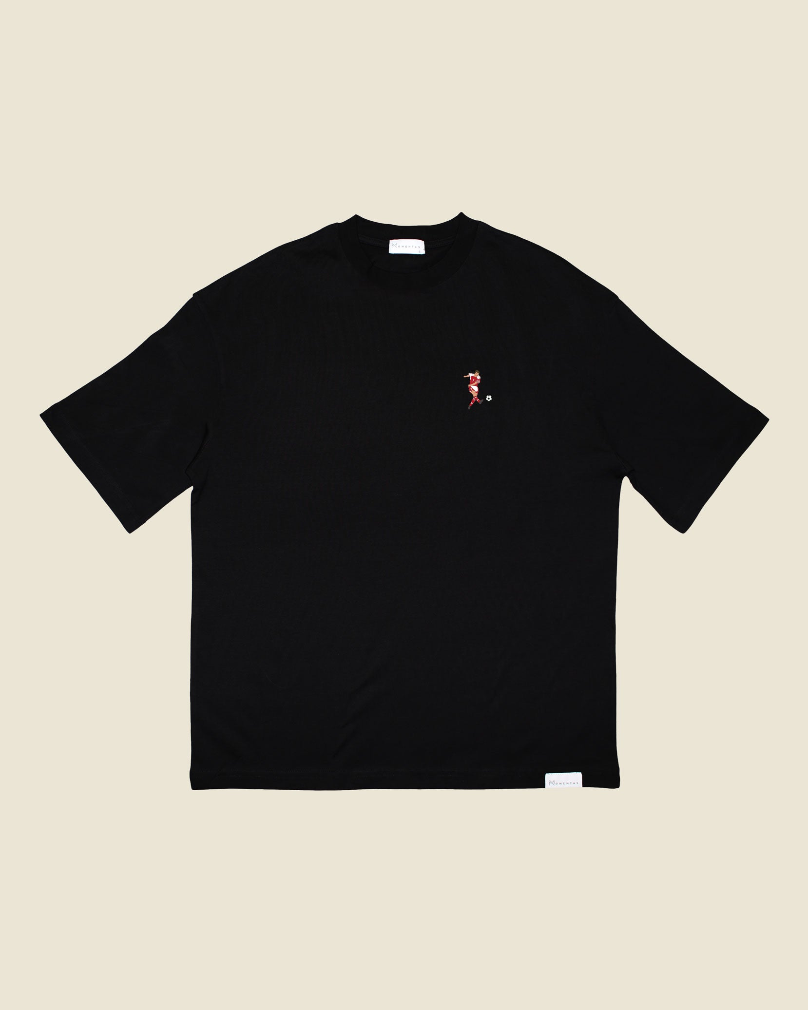 fodboldtrøje john faxe jensen danmark, sort oversized t-shirt front