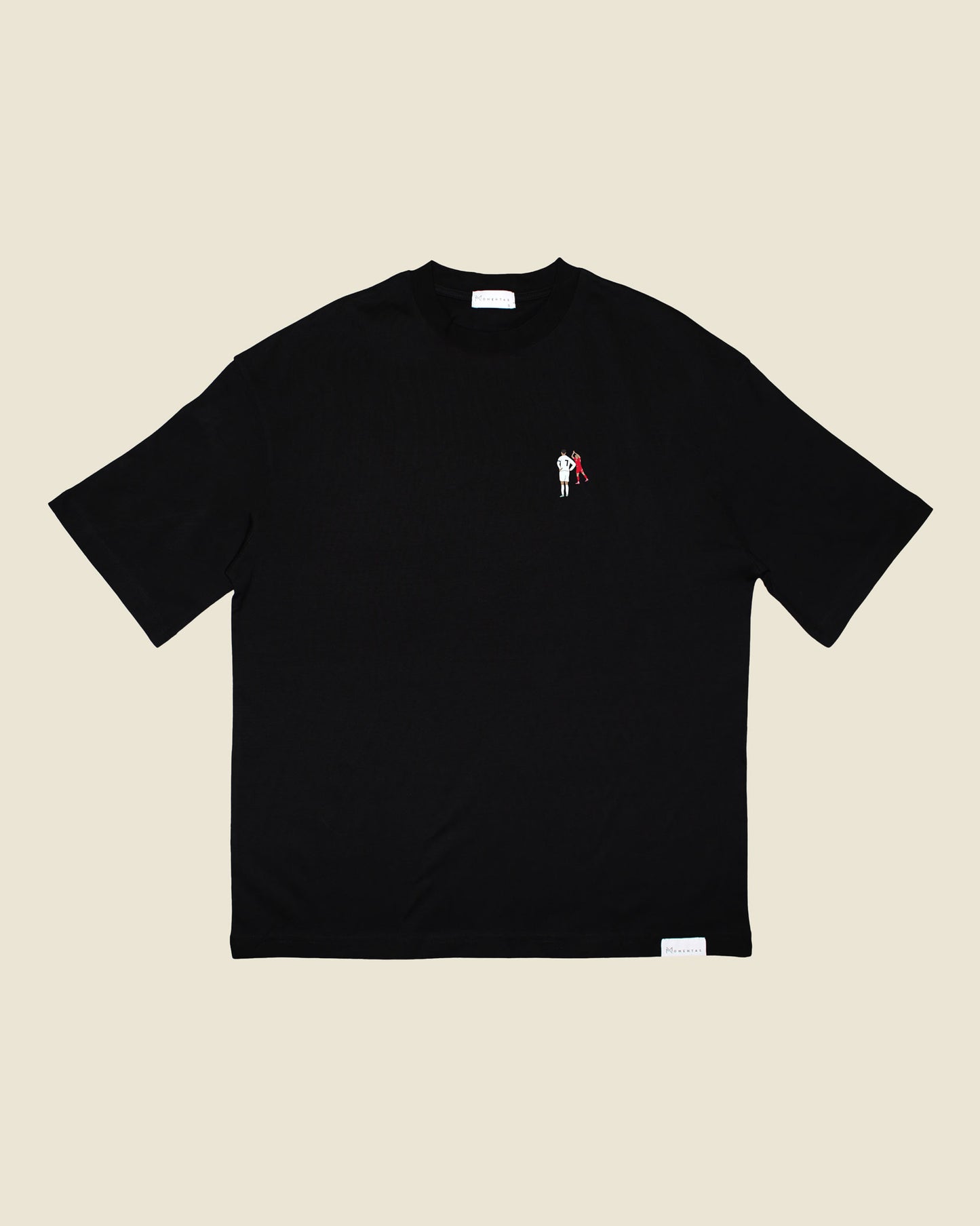 fodboldtrøje rasmus højlund danmark, sort oversized t-shirt front