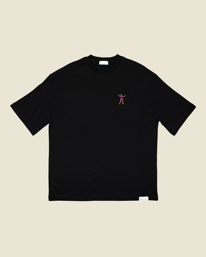 fodboldtrøje thomas müller bayern münchen, sort oversized t-shirt front