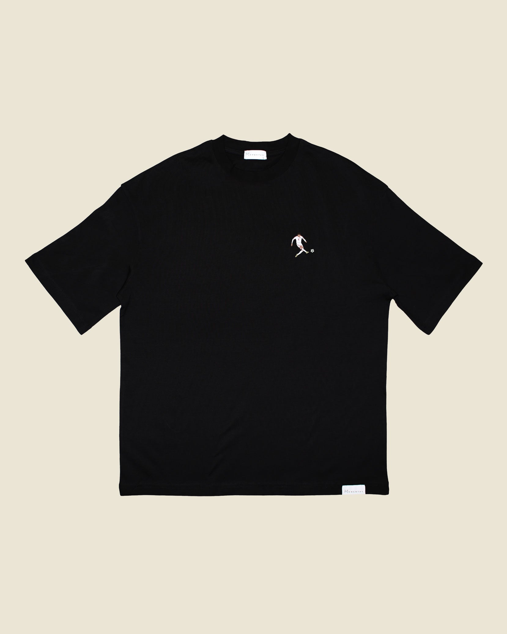 fodboldtrøje andreas christensen danmark, sort oversized t-shirt front