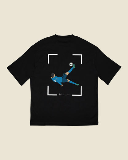 fodboldtrøje cristiano ronaldo real madrid, sort oversized t-shirt ryg